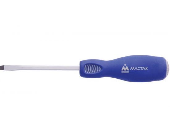 Силовая шлицевая отвертка (Slotted, 6.5 x100 мм, держатель) МАСТАК 040-65102H 