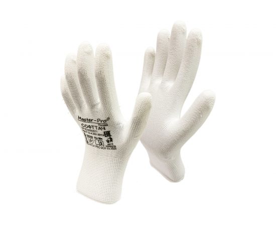 Рабочие нейлоновые перчатки Master-Pro® СОФТТАЧ с полиуретановым покрытием 3113-NPU-S-10 