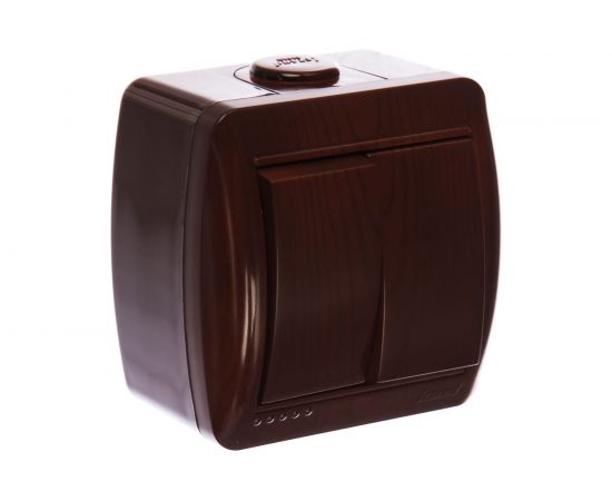 Двойной выключатель Lezard, NATA, вишня, 710-0600-101 