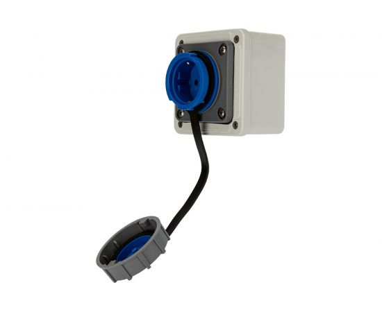 Настенная влагозащищенная розетка REXANT с крышкой 16 А, 2Р+РЕ, IP68 111-125 