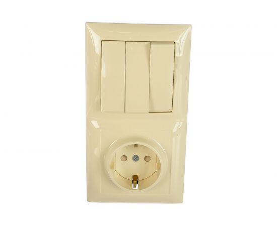 Комбинированный блок Кунцево-Электро СЕЛЕНА скрытой установки выключатель+розетка БКВР-416 с/к 8175 