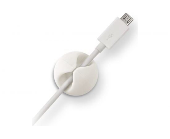 Кабельный зажим Belsis одинарный круглый, приклеивающийся, белый, 6 шт. в блистере EAN CM1101W 