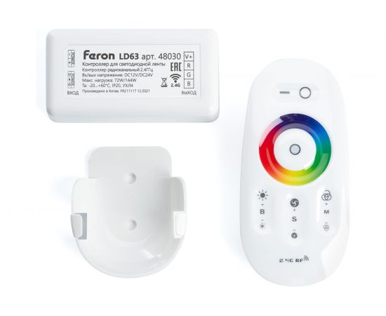 Контроллер RGB для светодиодной ленты FERON с П/У белый, 12-24V, LD63 48030 