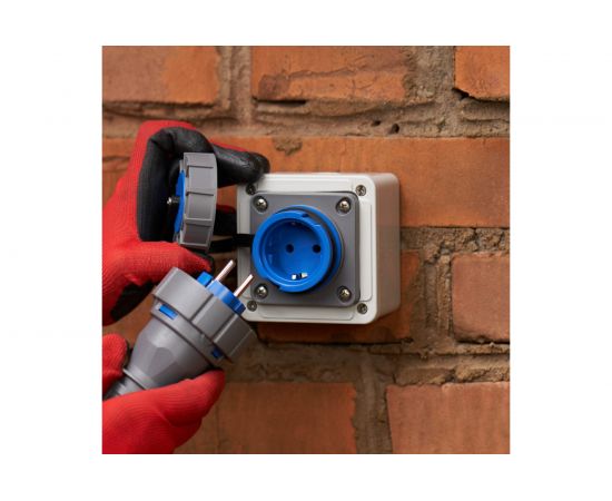 Настенная влагозащищенная розетка REXANT с крышкой 16 А, 2Р+РЕ, IP68 111-125 – изображение 11