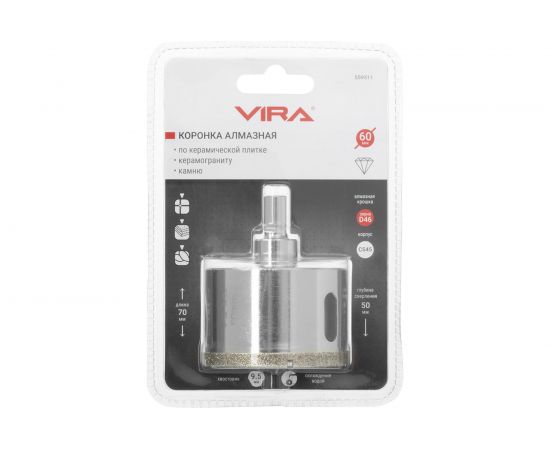 Коронка алмазная по керамике 60 мм VIRA 559511 – изображение 2