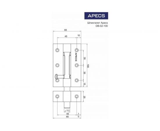 Шпингалет APECS DB-02-100-CR 11521 – изображение 2