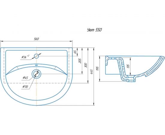 Умывальник ROSA Уют 55 5464 – изображение 2