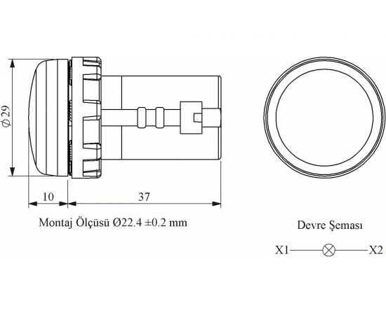 Сигнальная арматура Emas моноблочная 220 В красная с ячеистым стеклом MBSP220K – изображение 2