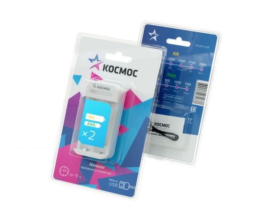 Зарядное устройство КОСМОС 1-2 AA/AAA питание от USB шнура KOC801USB – изображение 2