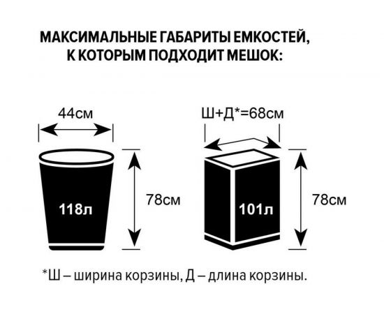 Мешки для мусора черные (10 шт; 100 л; 50 мкм; ПВД; 70х110 см) ООО Комус 328820 – изображение 3