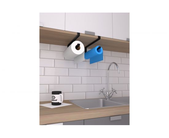 Держатель для бумажных и кухонных полотенец EMBODIMENT полочное крепление, черный EMB-PTH-SH-B – изображение 3