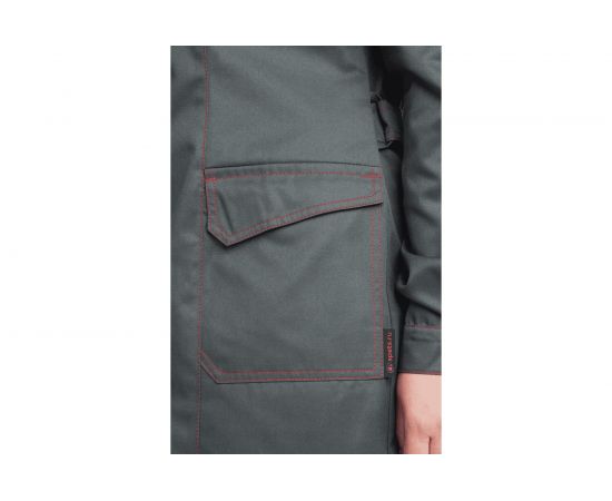 Женский халат ГК Спецобъединение КМ-10 ЛЮКС, серый-красный, размер 96-100, рост 170-176 Хал 546/ 96/170 – изображение 4