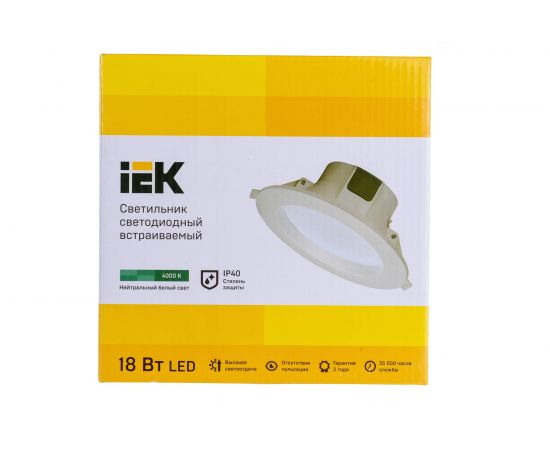 Светильник IEK, LED ДВО 1703 белый круг 18вт 4000K IP40 LDVO0-1703-18-4000-K01 – изображение 5