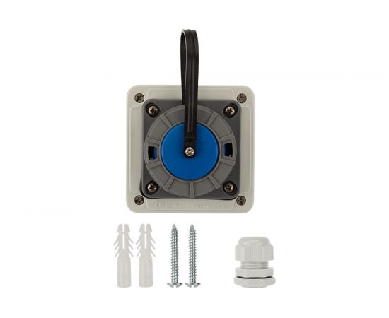 Настенная влагозащищенная розетка REXANT с крышкой 16 А, 2Р+РЕ, IP68 111-125 – изображение 6