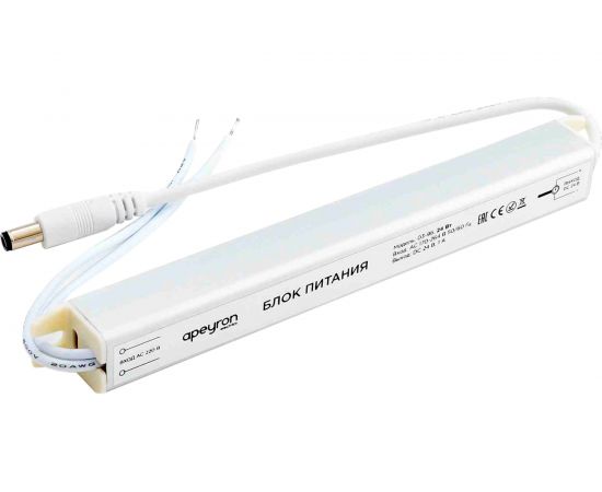 Блок питания Apeyron 24В, 24Вт, IP20, 170-264В, 1А, алюминий, суперслим, серебро / 03-96 