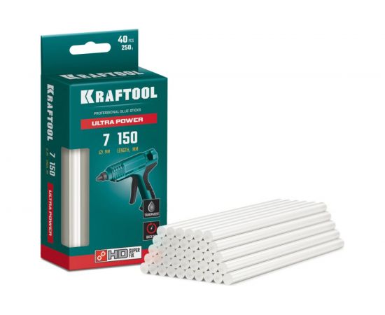 Ультрамощные прозрачные клеевые стержни KRAFTOOL Ultra Power 40 шт, 7x150 мм 06837-40 