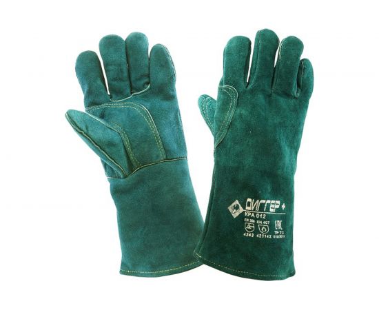 Спилковые краги с кевларовой нитью ДИГГЕР плюс зеленые, размер 10 кра012 