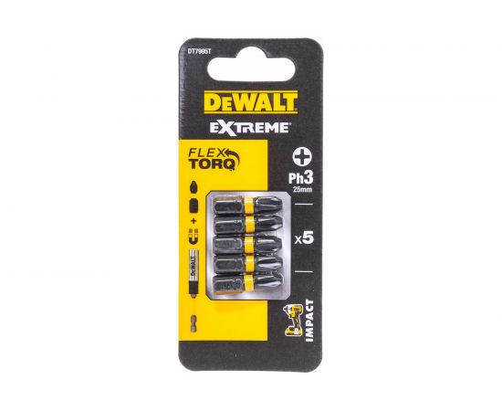Биты ударные IMPACT Torsion Ph3, 25мм, 5шт. DEWALT DT7995T 