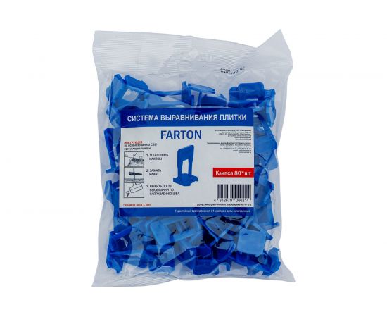 Система выравнивания плитки Клипса КФ 80 шт, 1 мм Farton 100004 