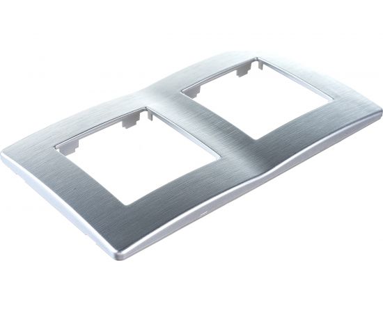 Рамка для розеток и выключателей ЭРА Серия 12 12510203 на 2 поста, Сатин, алюминий Б0052511 