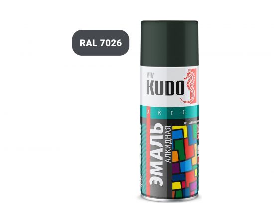 Универсальная эмаль KUDO глубоко-серая, аэрозоль 520 мл 10186 11606140 