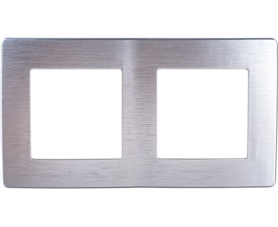 Рамка для розеток и выключателей ЭРА Серия 12 12510203 на 2 поста, Сатин, алюминий Б0052511 – изображение 2