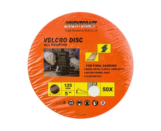 Круг шлифовальный на липучке (50 шт; 125 мм; P24; без отверстий) Orientcraft OCV125222P24 – изображение 2