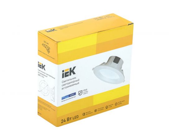 Светильник IEK, LED ДВО 1704 белый круг 24вт 6500K IP40 LDVO0-1704-24-6500-K01 – изображение 2