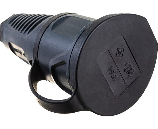 Кабельная розетка PCE 16A 220V 2P+E IP54 с крышкой, корпус темно-серый, крышка и маркер черный 2511-as – изображение 2