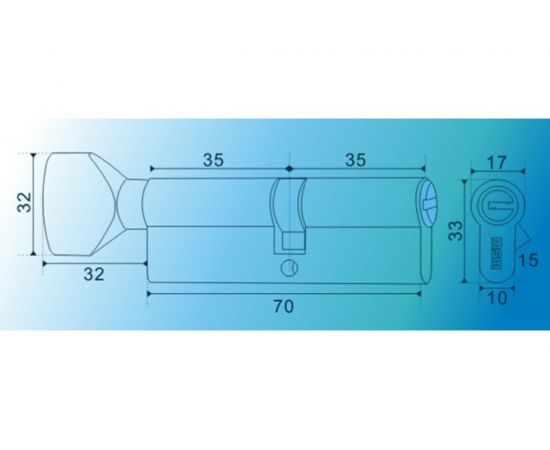 Цилиндровый механизм MSM перф. ключ-вертушка, CW 70 мм SN 7539 – изображение 2