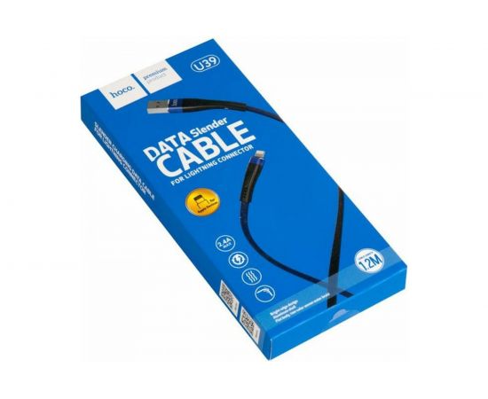 Кабель USB Hoco U39 Slender для Lightning, 2.4А, длина 1.2м, синий 813520 – изображение 3