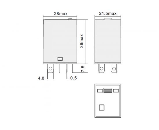 Миниатюрное силовое реле Релеон 2 CO контакта 10а ; 230в Ac; блокируемая кнопка проверки, RP532823005 – изображение 3
