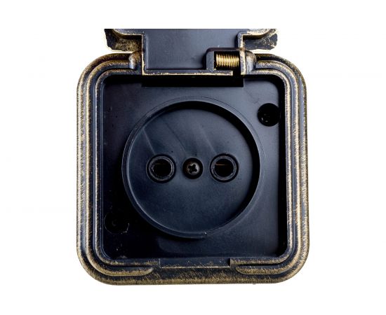 1-местная розетка SVET RA 16-201-Черная Бронза открытой установки без заземления IP44 EV0311-0036 – изображение 4