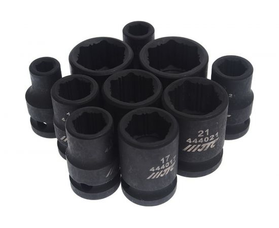 Набор головок 6-гранных для поврежденных болтов и гаек (8-24 мм; 1/2""; 10 шт.) JTC-7865 – изображение 4