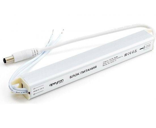 Блок питания Apeyron 24В, 24Вт, IP20, 170-264В, 1А, алюминий, суперслим, серебро / 03-96 – изображение 10