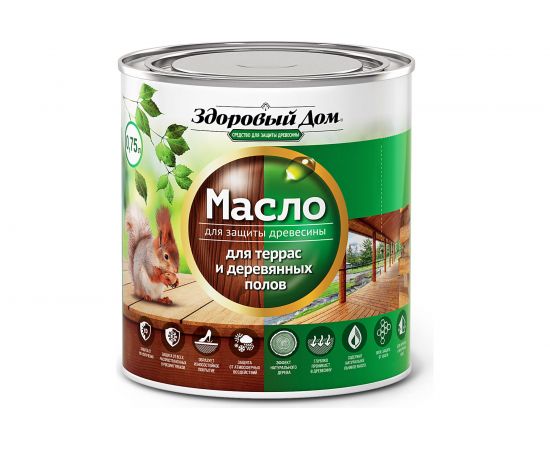 Масло для террас и деревянных полов Здоровый Дом серо-голубое 0,75 л Лк-00009555 