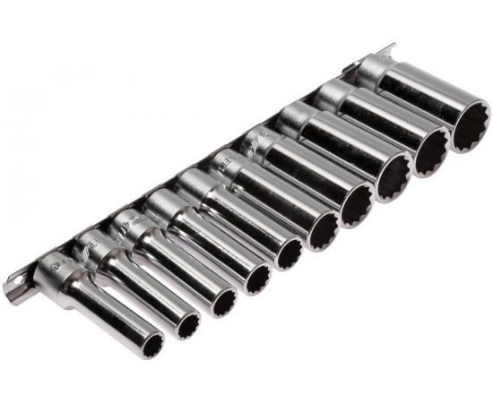 Набор глубоких двенадцатигранных торцевых головок 1/2 10-24мм L=76мм 10шт JTC-T410M:2611 