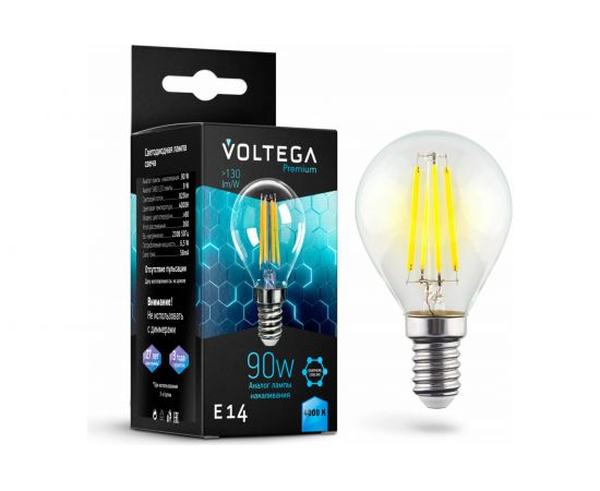 Светодиодная лампа VOLTEGA Шар Е14 4000К 9W Graphene 7137 