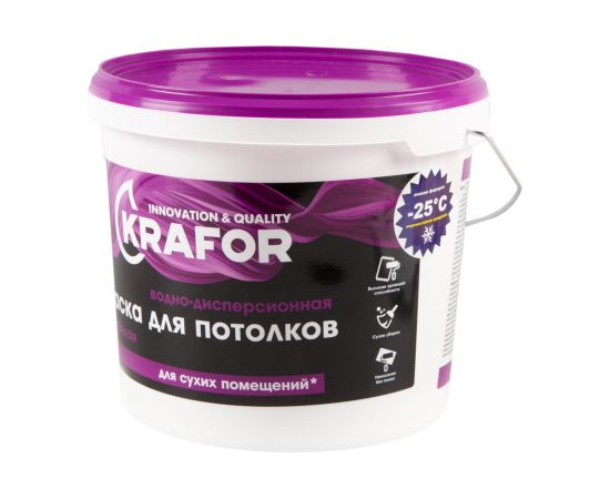 Краска для потолков KRAFOR супербелая 6,5 кг 26949 