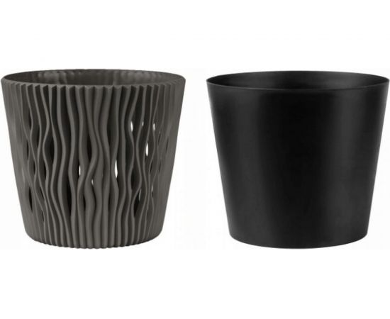 Кашпо Prosperplast SANDY ROUND 26.5 см, со вставкой, антрацит DSR260 433 – изображение 2
