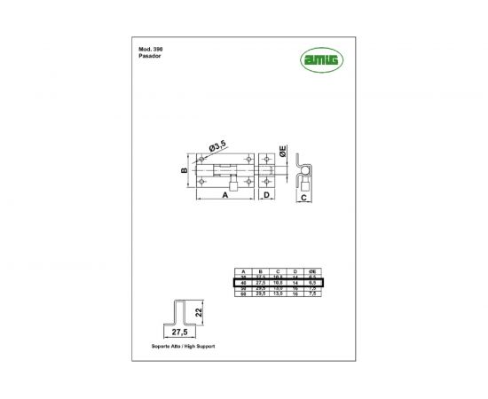 Задвижка Amig покрытие латунь с лаком 390-40 – изображение 2