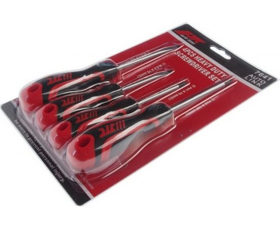 Набор отверток усиленных, 4 предмета SL5.5x75, SL6.5x100, PH1x75, PH2x100 JTC 7641 – изображение 2