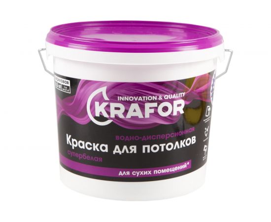 Краска для потолков KRAFOR супербелая 6,5 кг 26949 – изображение 2
