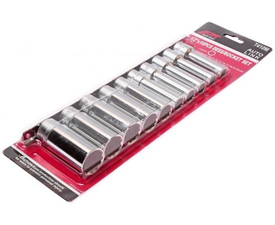 Набор глубоких двенадцатигранных торцевых головок 1/2 10-24мм L=76мм 10шт JTC-T410M:2611 – изображение 2