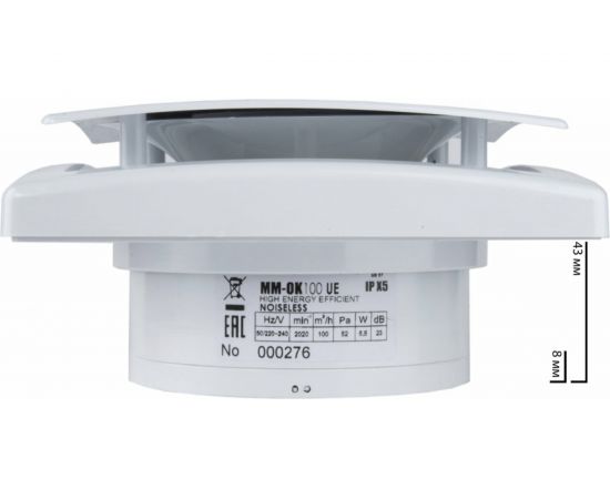 Сверхтонкий вытяжной бесшумный вентилятор MMOTORS JSC MM-OK 100 ue квадрат 5.5 вт 4116 – изображение 3