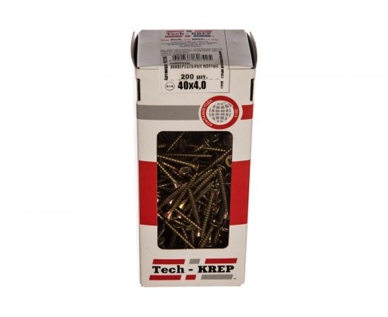 Универсальный саморез Tech-Krep 40х4,0 мм 200 шт желтый, коробка с окном 102245 – изображение 3