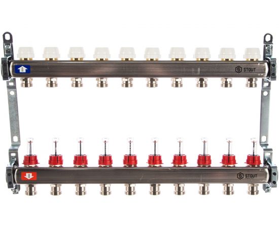 Коллектор из нержавеющей стали с расходомерами STOUT 10 выходов SMS 0917 000010 – изображение 3