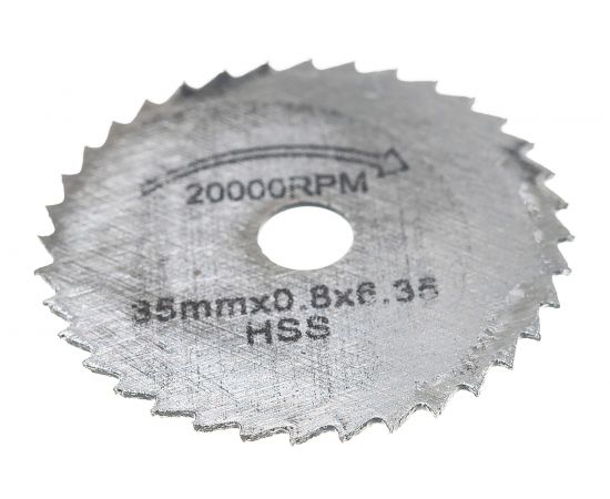 Набор отрезных дисков по пластику МИНИ (6 предметов; 22-44х0.8х6.35 мм; держ-ль 3 мм; HSS) SKRAB 34451 – изображение 4