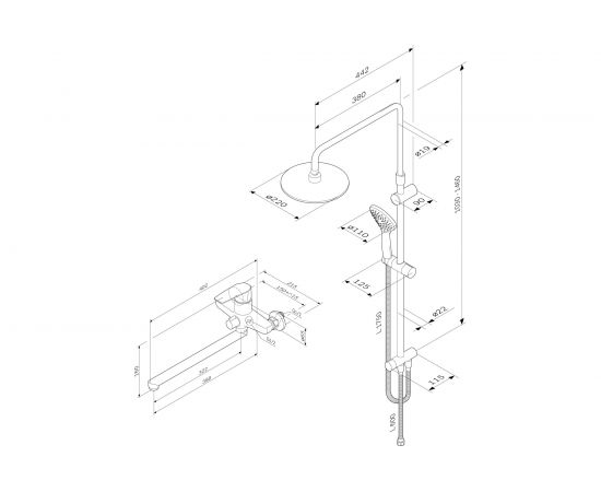 Набор душевая система, смеситель для ванны/душа AM.PM излив 320 мм, хром F40890A94 – изображение 8