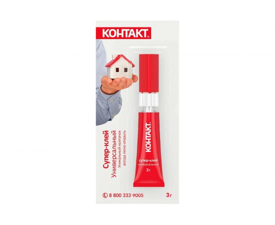 Универсальный супер-клей Контакт 3г, 12 на карте, арт. КМ 288-312 22291 